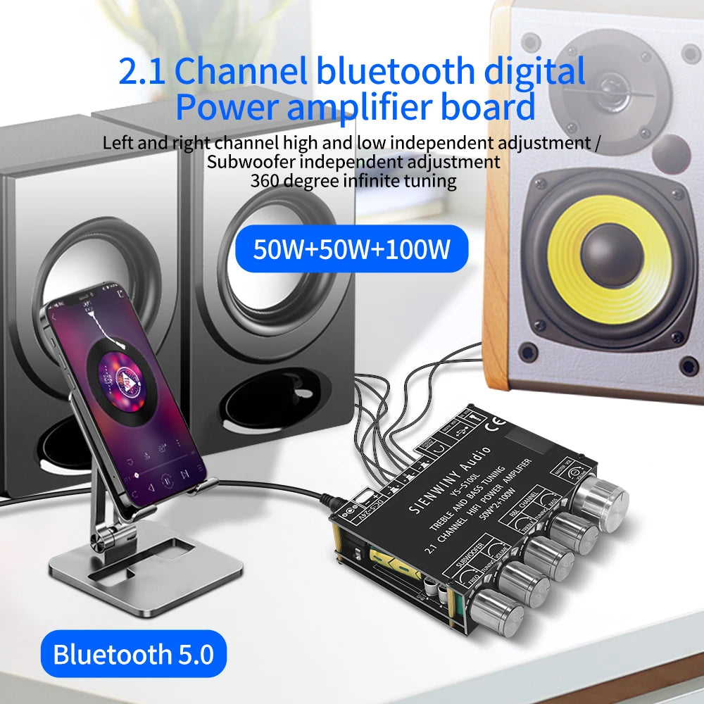Audio Stereo Subwoofer Bluetooth Amplifier