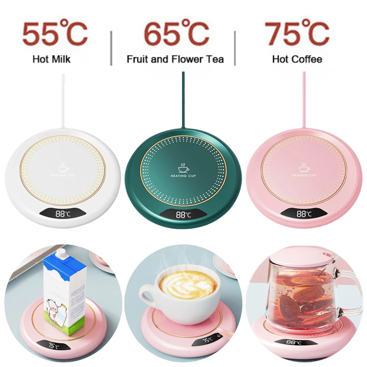 USB Mug Heating Coaster 3 Setting Thermostatic
