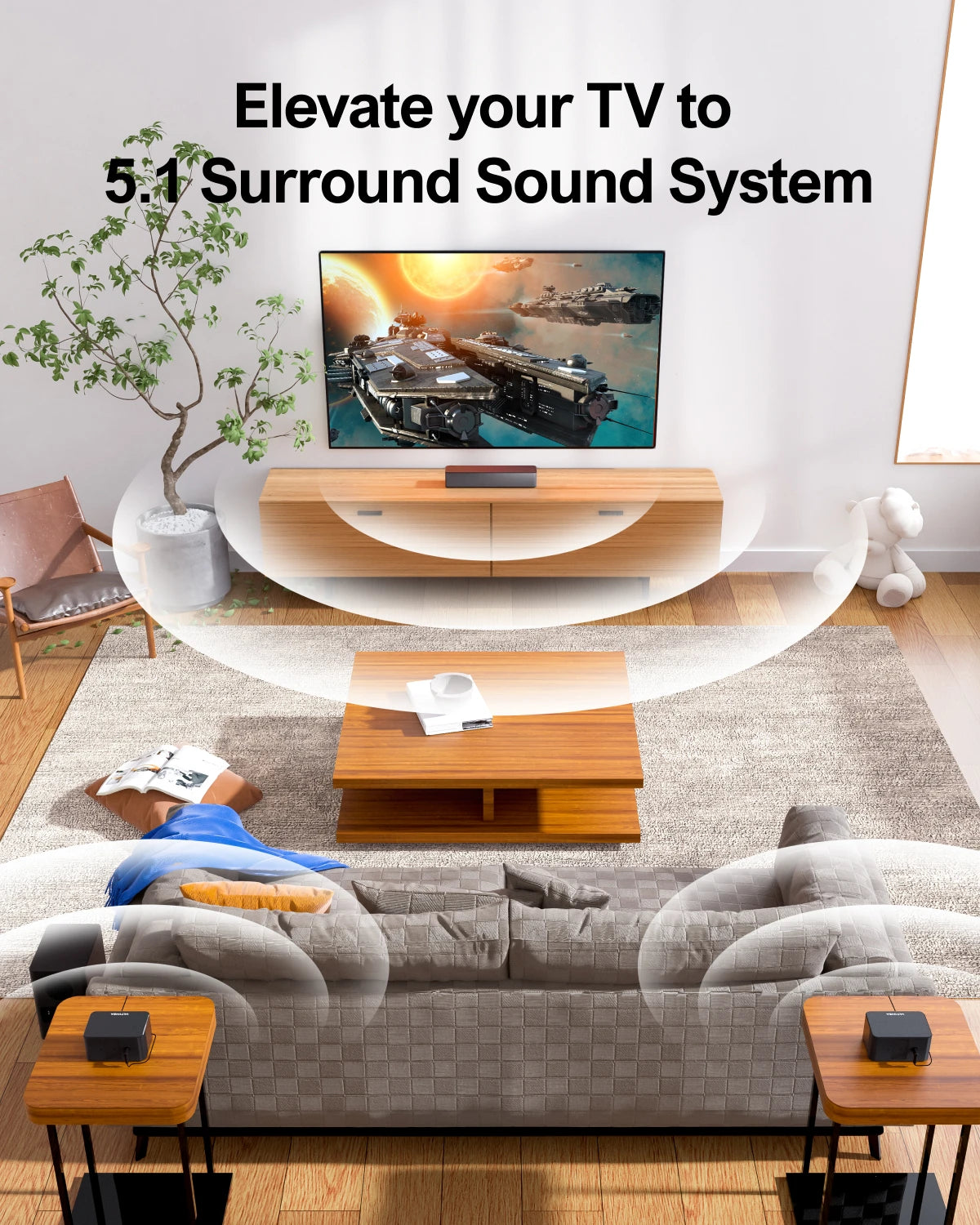 320W 5.1 Wireless Soundbar Subwoofer APP Control