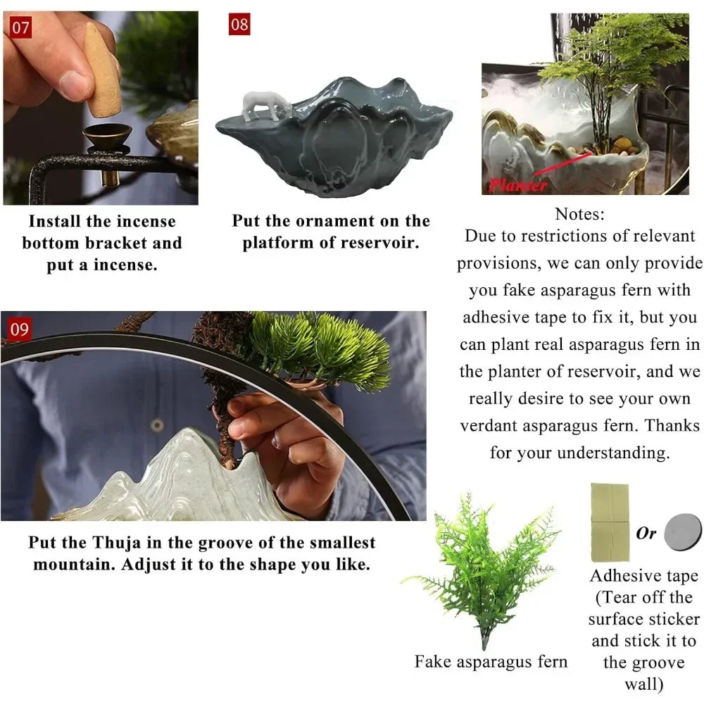 Tabletop Water Fountains Waterfall LED Light Mist