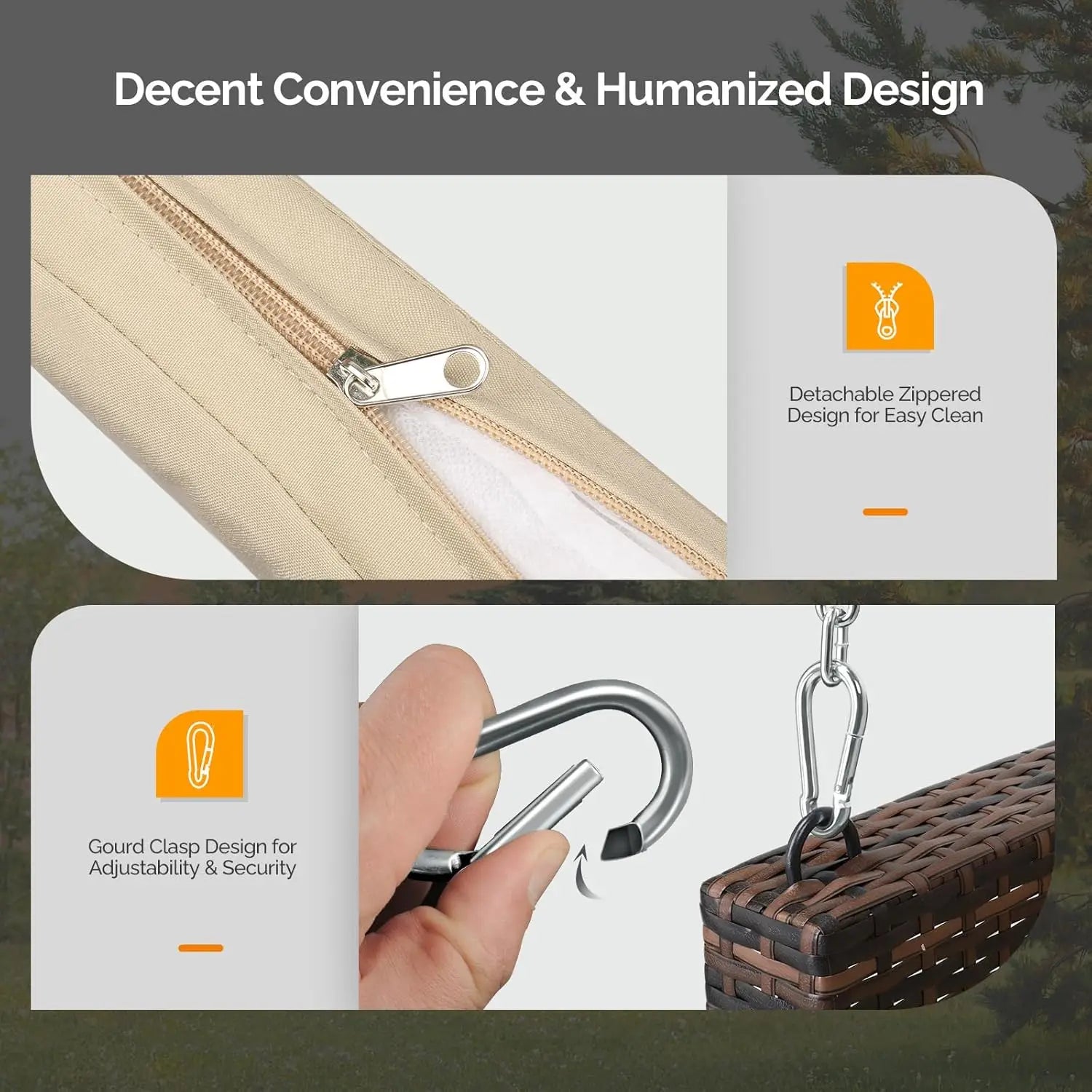 Heavy Duty Rattan Hanging Porch Swing 5FT