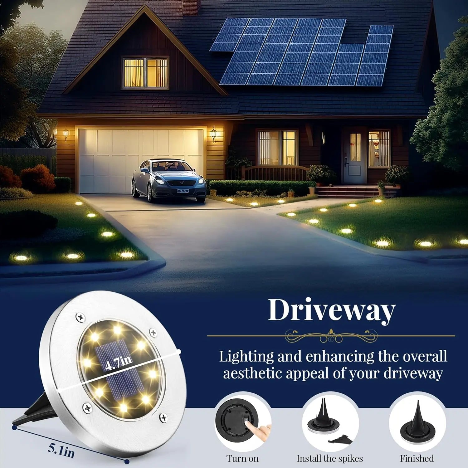 4/8pcs Outdoor Solar Landscape Lighting