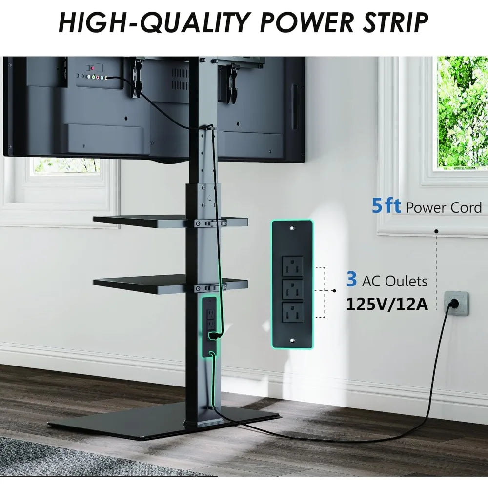 Universal Tall TV Floor Stand with Power Outlet
