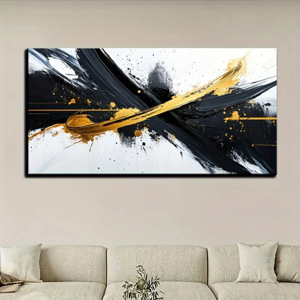 Framed Black White Abstract Canvas Mural