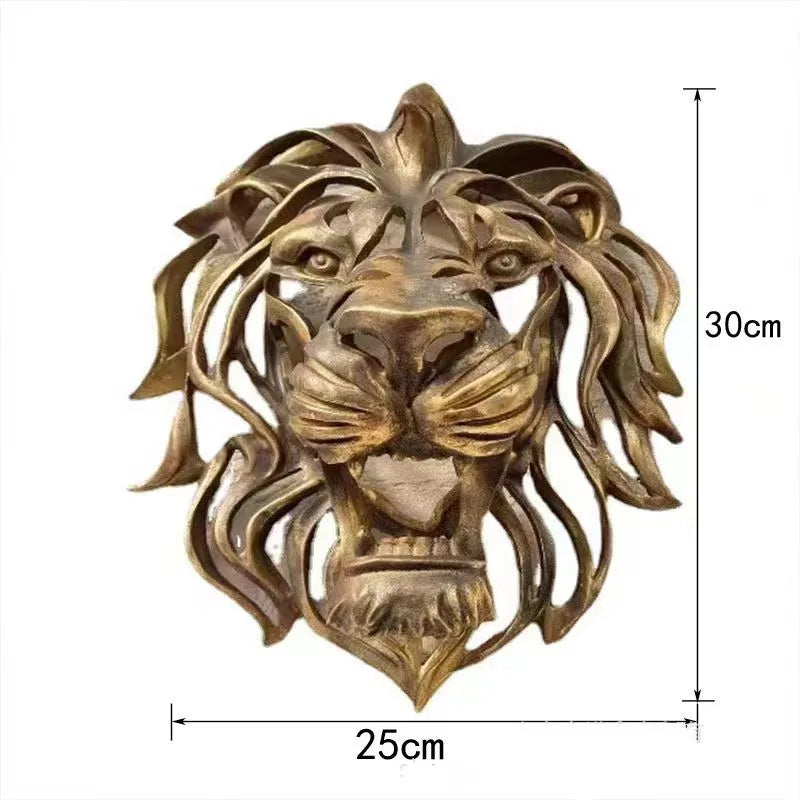 Art Sculpture Resin Lion Head Wall Hanging