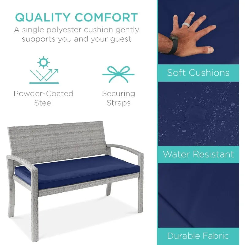 2-Person Wicker Garden Patio Bench 700lbs