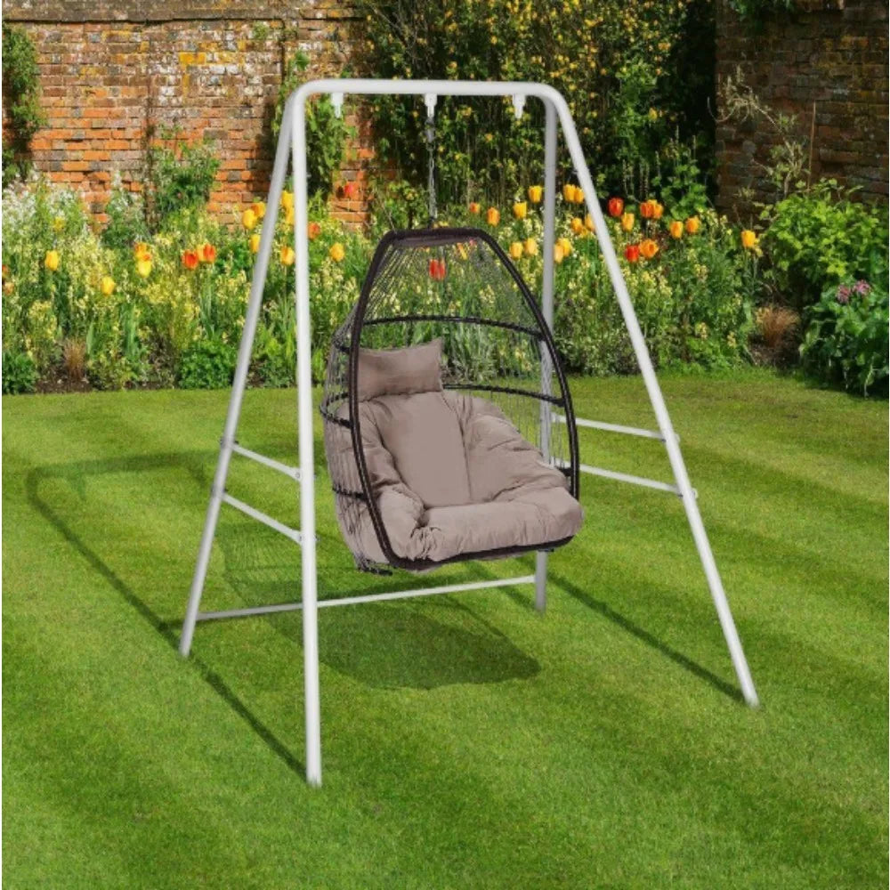 5.9 ft. Metal Hammock Stand White Hanging Chair