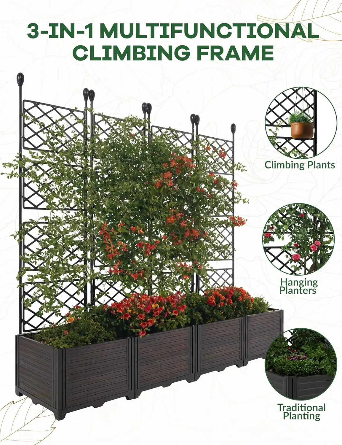 Raised Garden Bed Trellis Planter Privacy Screen