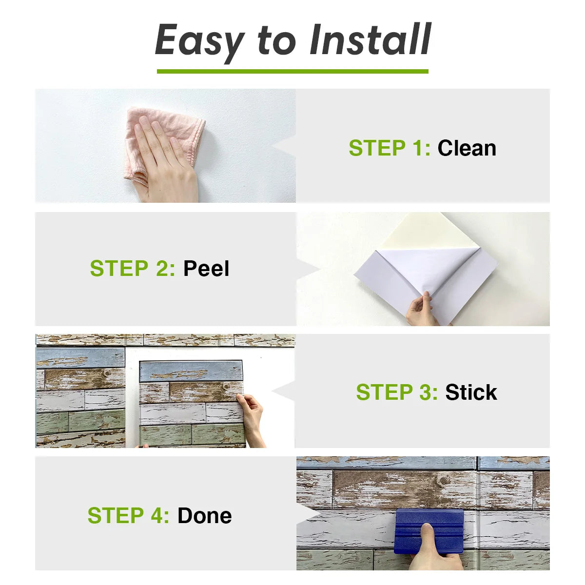 Blue Green Faux Wood Grain Wall Panel