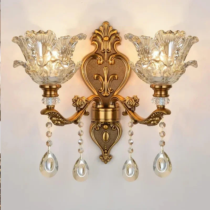 European Style Retro Crystal Glass Wall Lamp