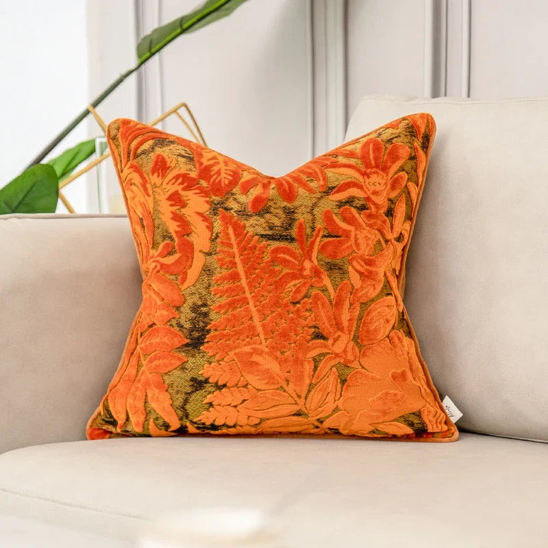 Luxury Orange Velvet Cushion Cover