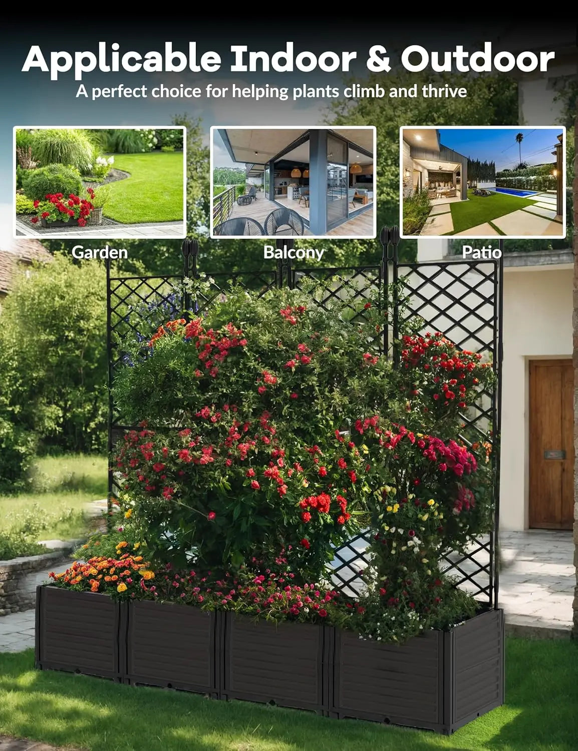Raised Garden Bed Trellis Planter Privacy Screen