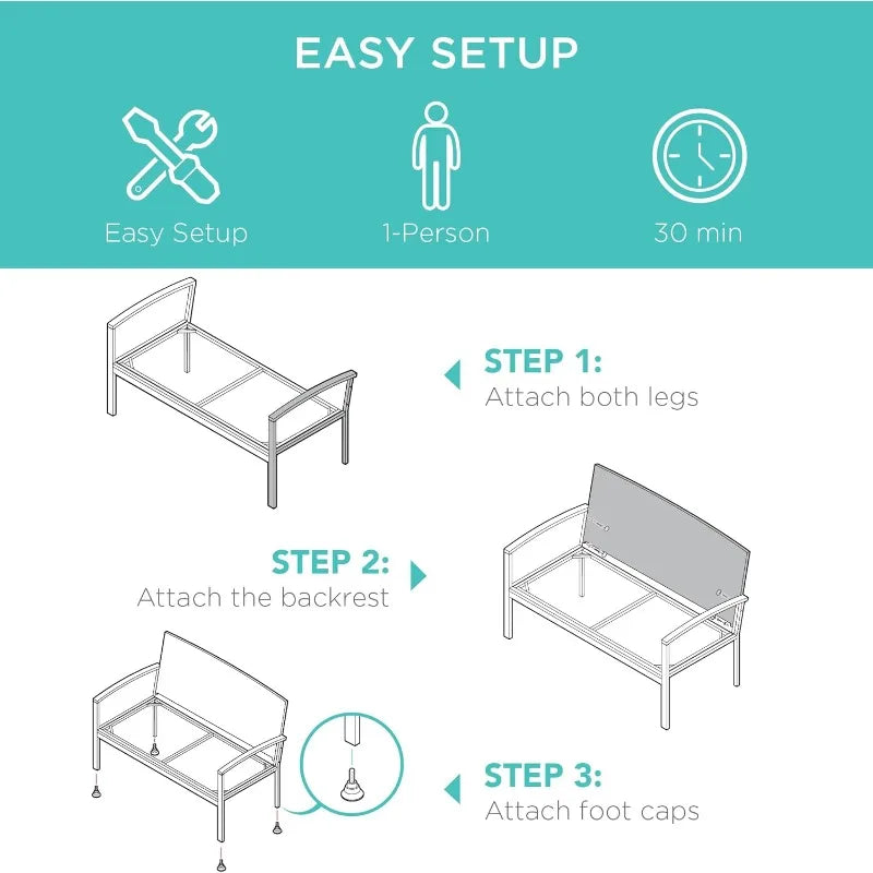 2-Person Wicker Garden Patio Bench 700lbs