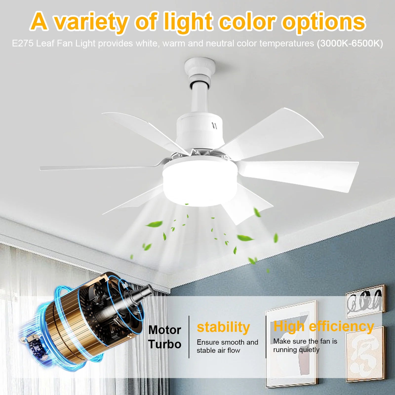 Screw in Ceiling Fan in Light Socket with Remote Ceiling Fan with Light 3 Speeds Dimmable for Bedroom Kitchen Living Room