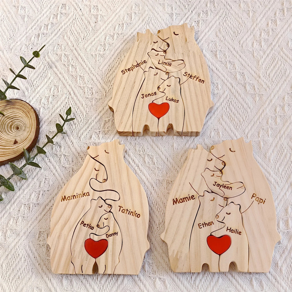 Personalized Custom Bear Family Wooden Puzzle