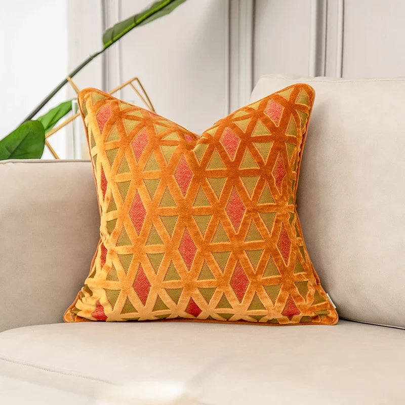 Luxury Orange Velvet Cushion Cover