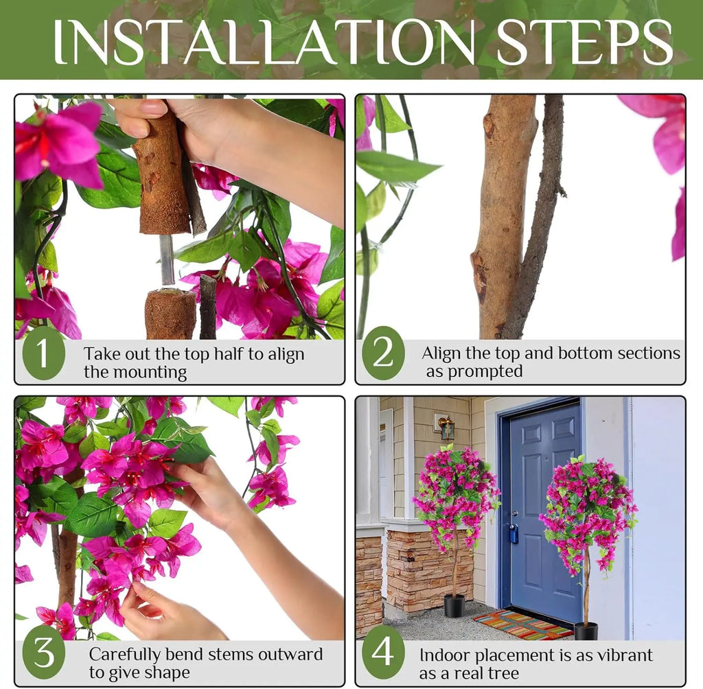 4ft Artificial Bougainvillea Tree with Flowers 2pcs