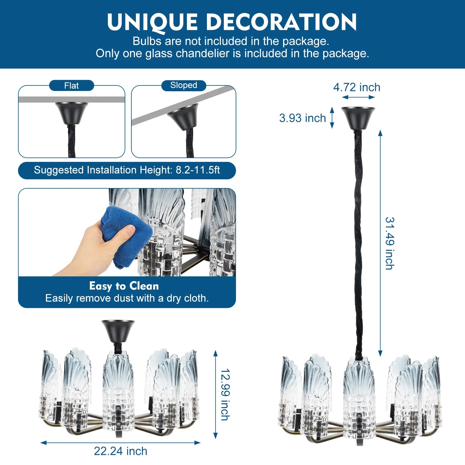 10 Lights Modern Peacock Crystal Chandelier LED Glass Ceiling Light New Chinese Style Living Room Bedroom Lighting Fixture Decor