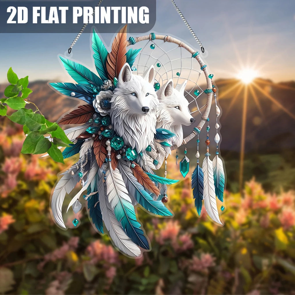 Dream Catcher Wolf Feather Design Handmade