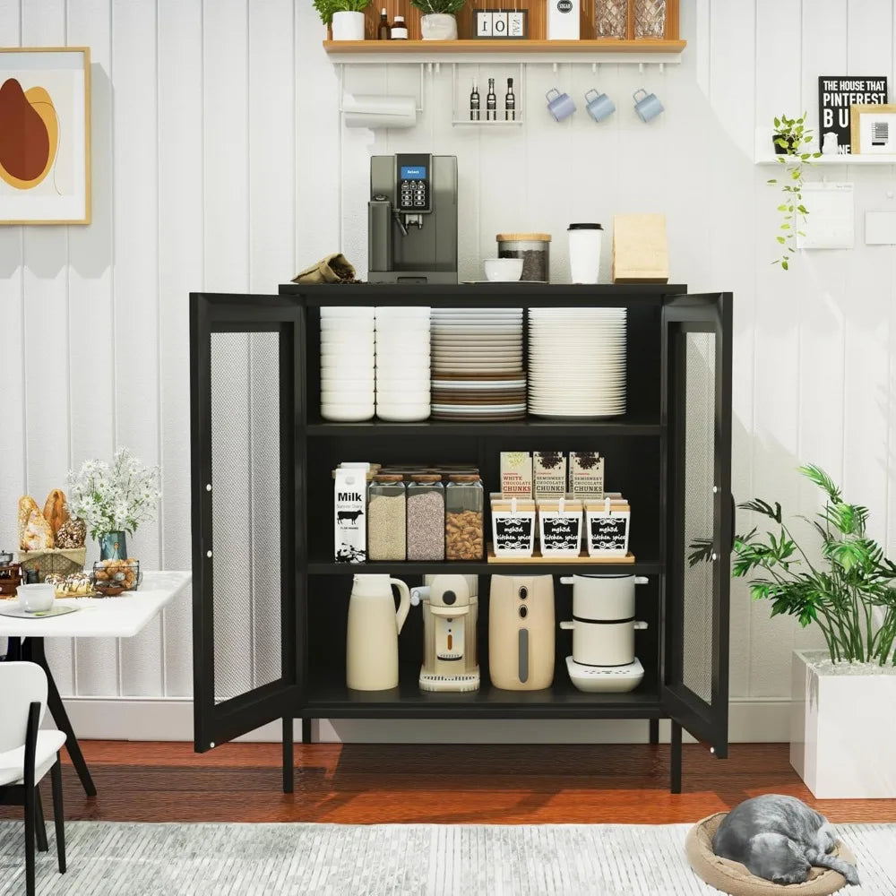 Metal Coffee Bar Sideboard Buffet Cabinet