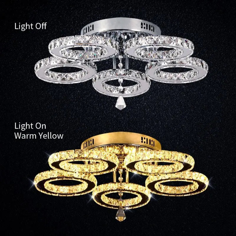 Crystal Led Rings Ceiling Chandelier Pendant Dimmable