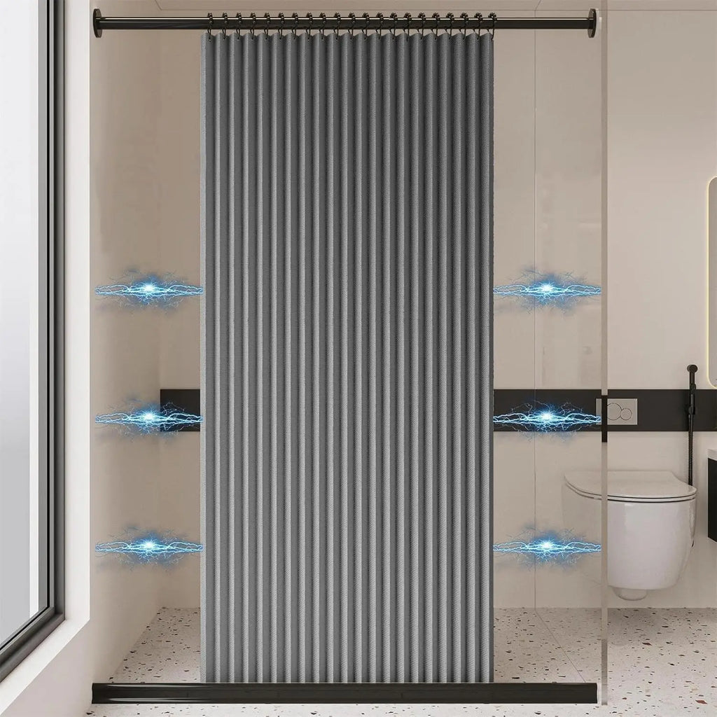 Folding Linen Shower Curtain Magnets Waterproof