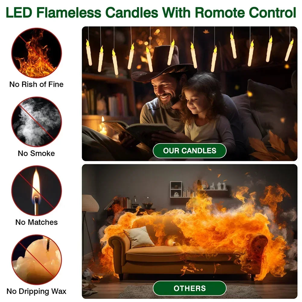 Floating Candles Magic Wand Remote Flameless