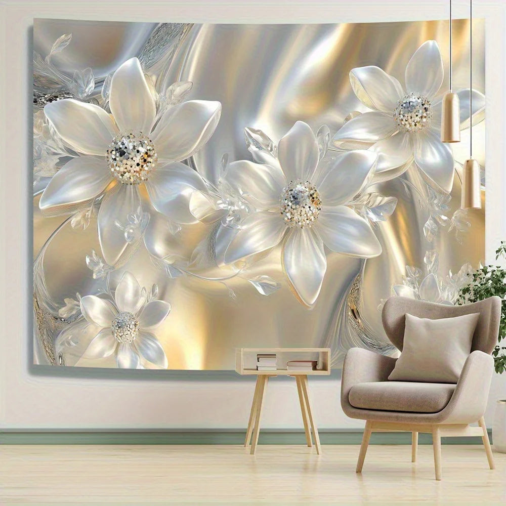 Elegant Magnolia Polyester Wall Tapestry