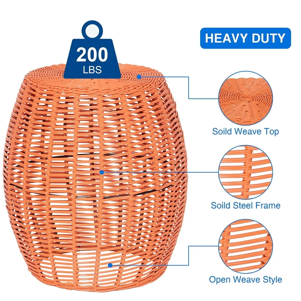 Wicker Metal Outdoor Table Stool Plant Stand