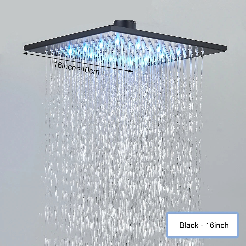 Black Ceiling Intelligent Rainfall Waterfall Shower Head