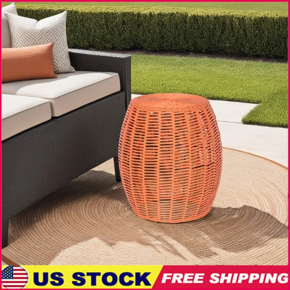 Wicker Metal Outdoor Table Stool Plant Stand