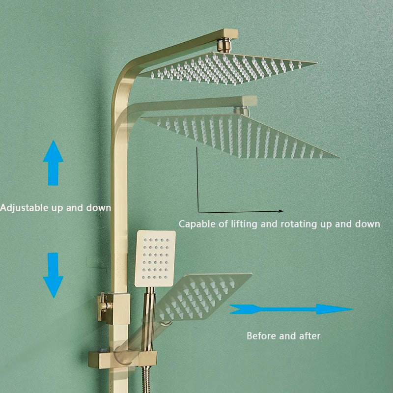 Bathroom 8" Rainfall Shower Faucet Bath Faucet Wall Mounted Swivel Bath Spout Shower Mixer Tap Shower Faucet Shower Set Mixer