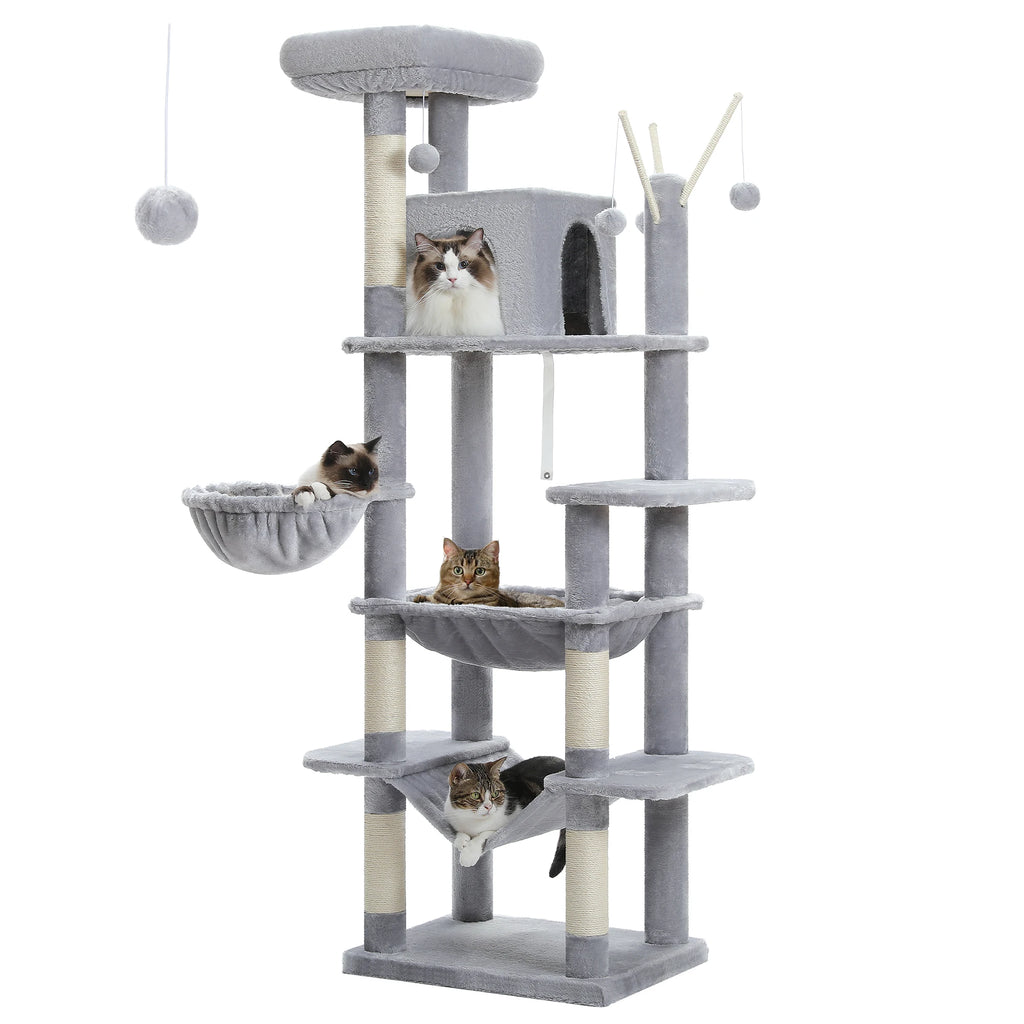 Tall Plush Cat Tower Multi-Level