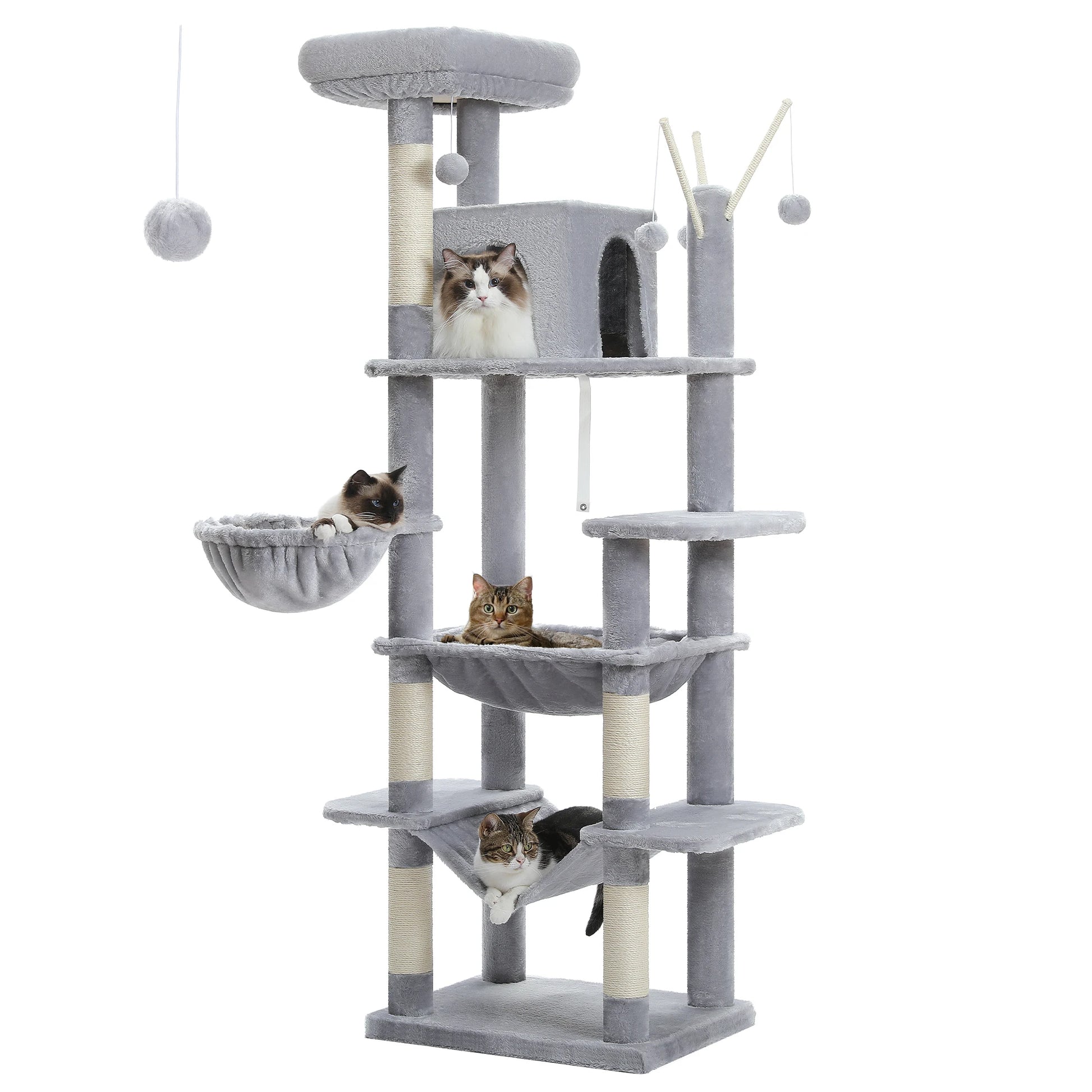 Tall Plush Cat Tower Multi-Level