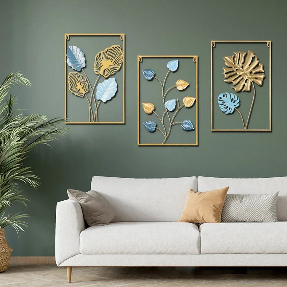 Nordic Retro Metallic Ginkgo Leaf Art Home