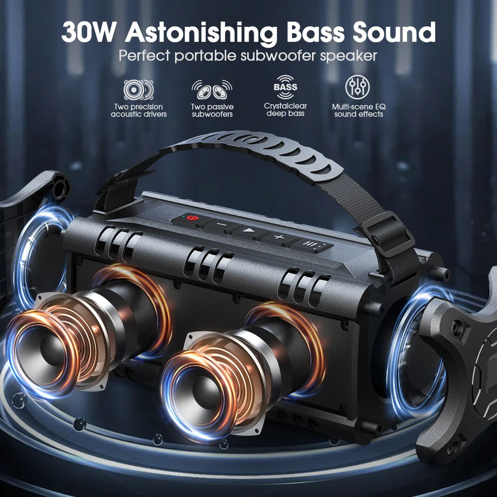 30W RMS Bluetooth Waterproof Speakers 24H Playtime