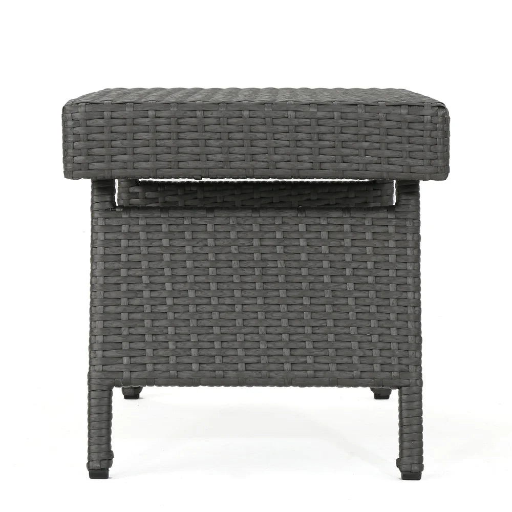 Folding Wicker Table Weather Resistant Adjustable Lap