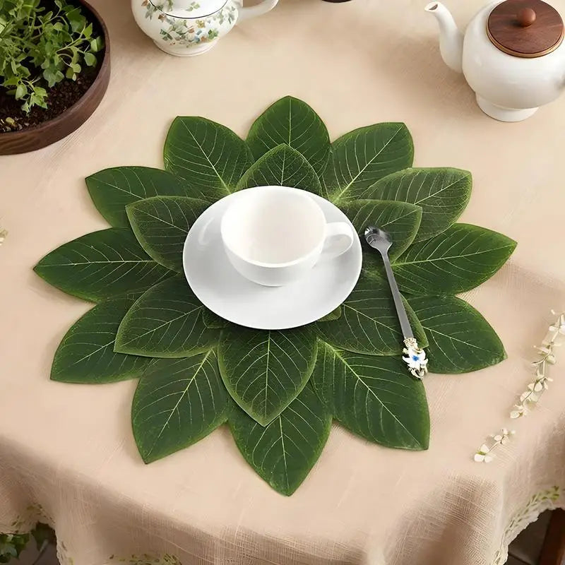 Green Leaves Heat Proof Table Mat Washable