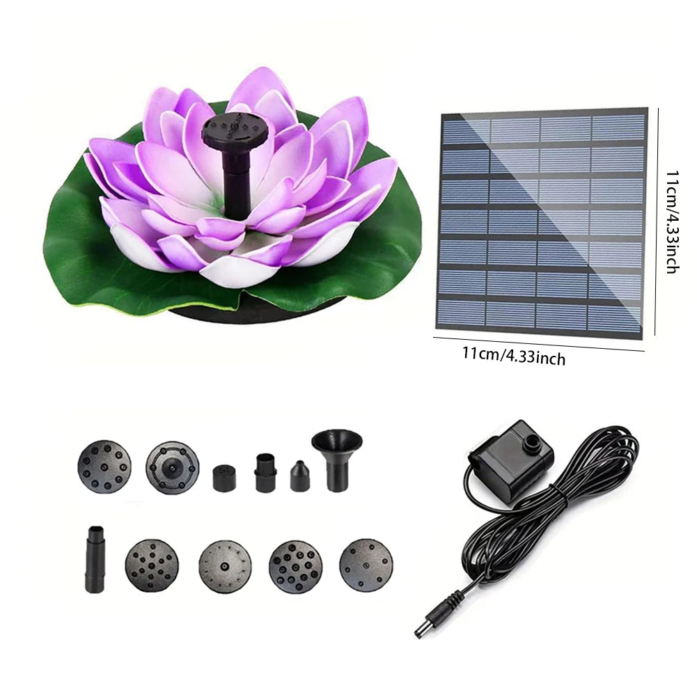 Floating Solar Lotus Fountain Garden Bird Bath