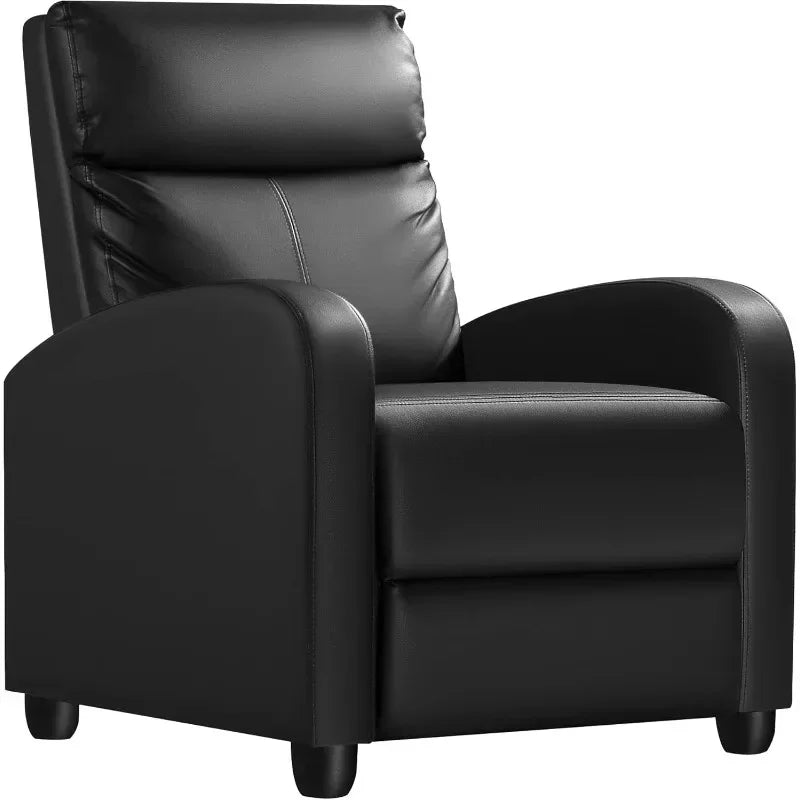PU Leather Recliner Chair Lumbar Support Black