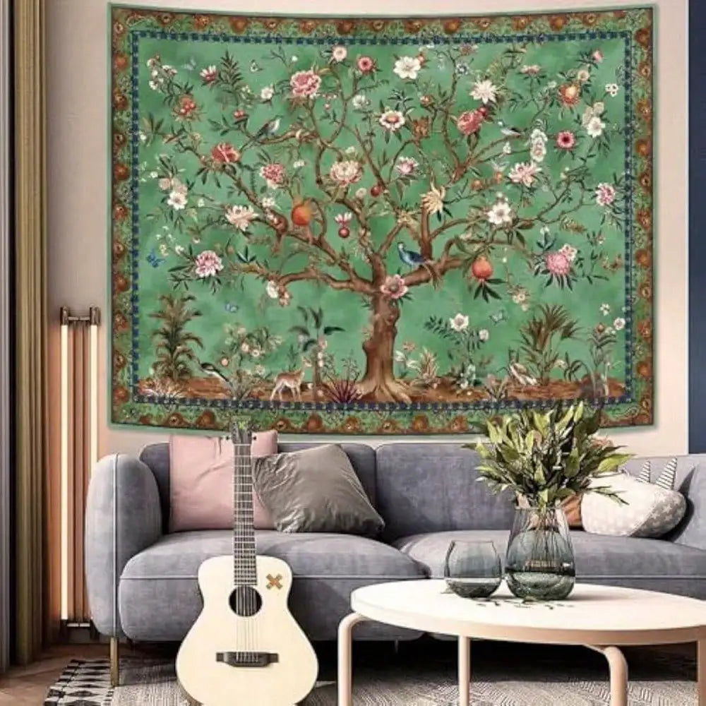 Life Tree Tapestry Vintage Botanical Wall Hanging