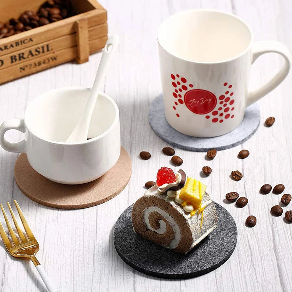 11pcs Round Felt Coasters Heat Resistant