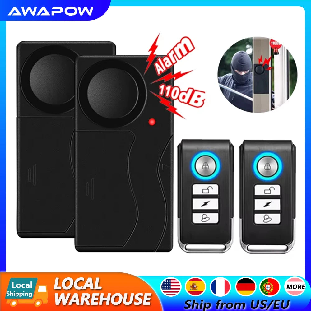 Vibration/Motion Anti-Theft Alarm Remote 110dB Loud