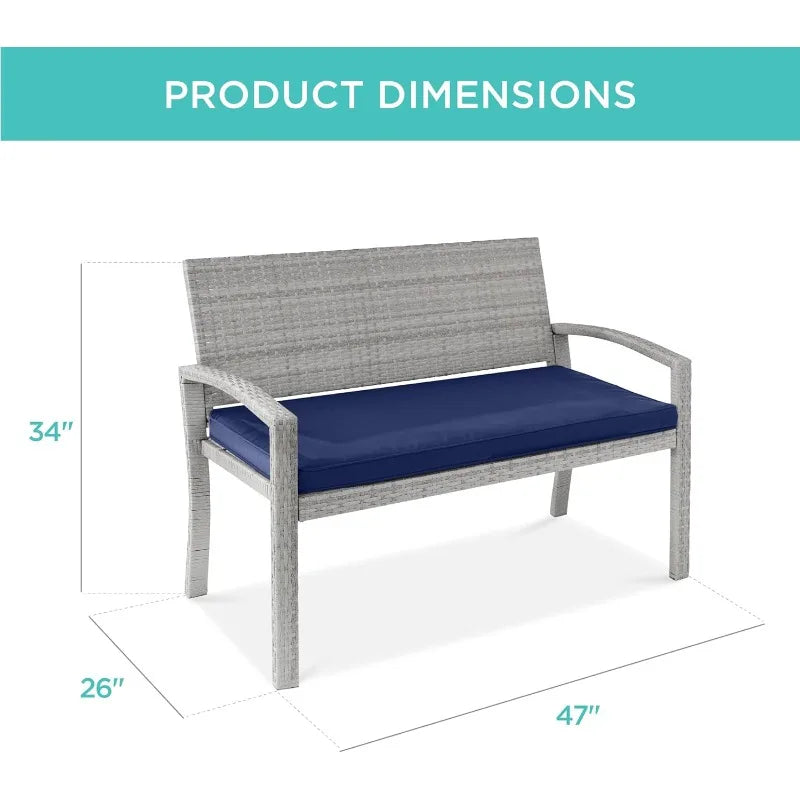 2-Person Wicker Garden Patio Bench 700lbs