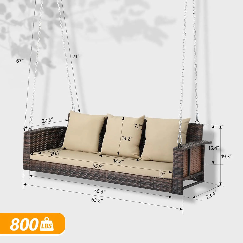 Heavy Duty Rattan Hanging Porch Swing 5FT