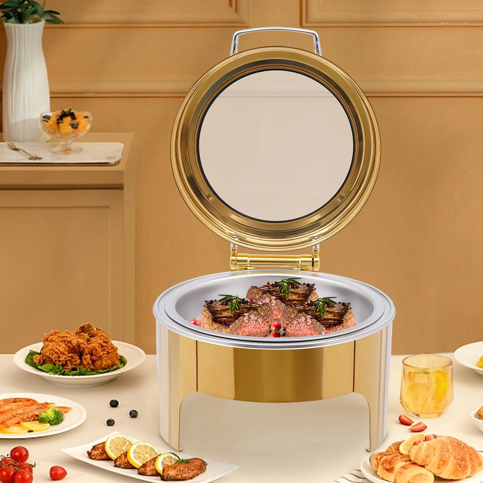 Modern Golden Chafing Dish Glass Lid