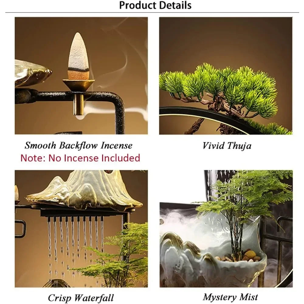 Tabletop Water Fountains Waterfall LED Light Mist