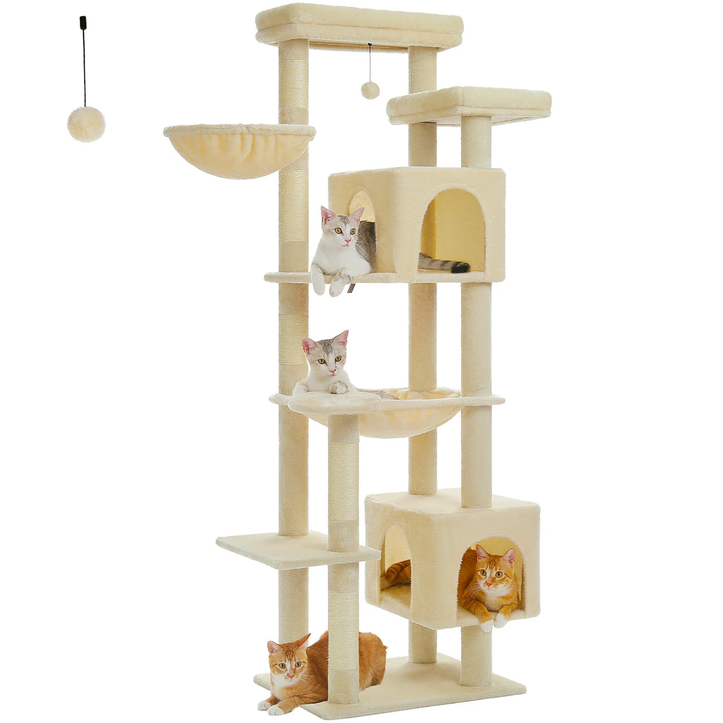 Tall Plush Cat Tower Multi-Level