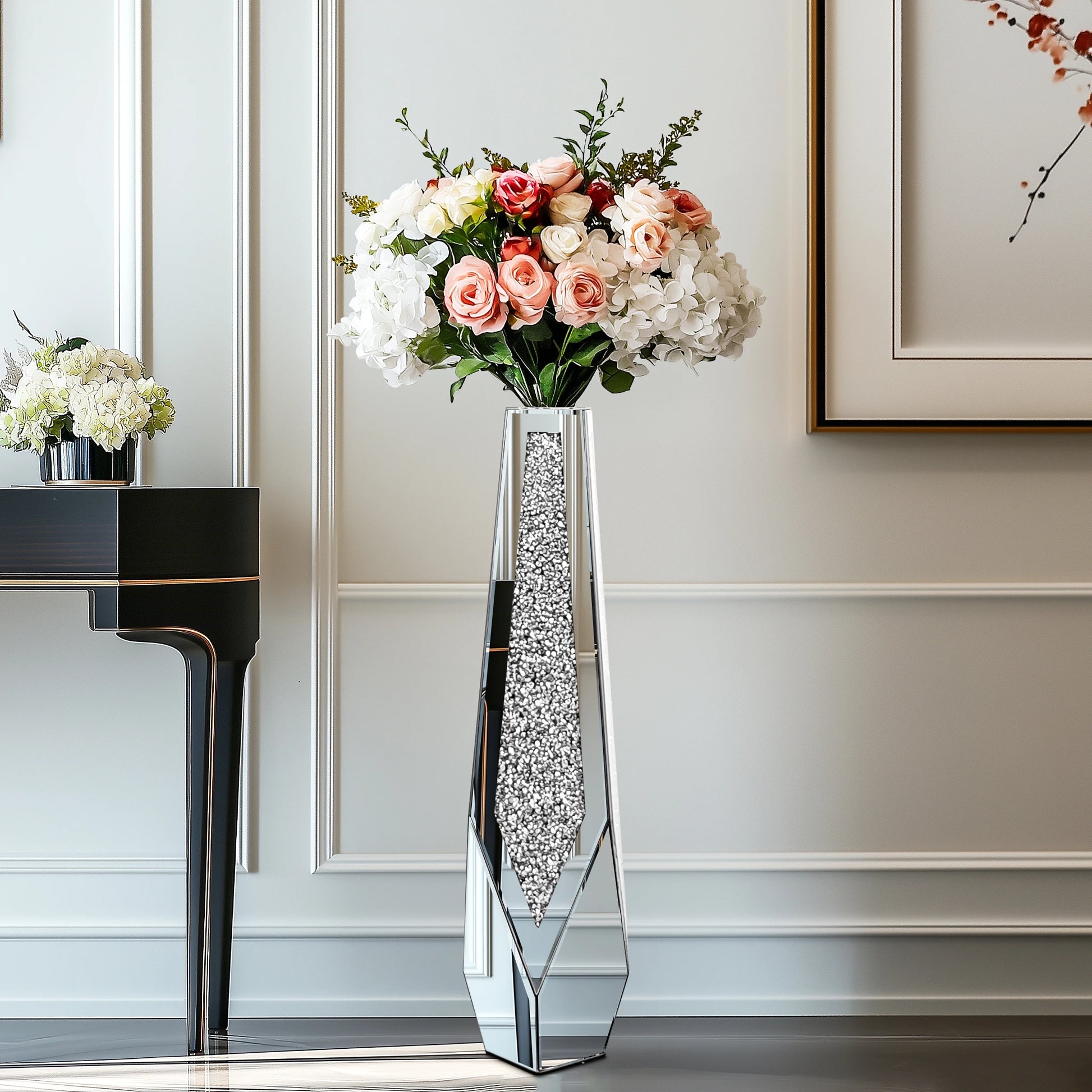 Large Crushed Diamond Glass Vase