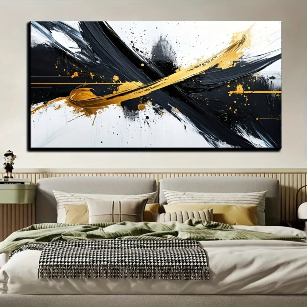 Framed Black White Abstract Canvas Mural